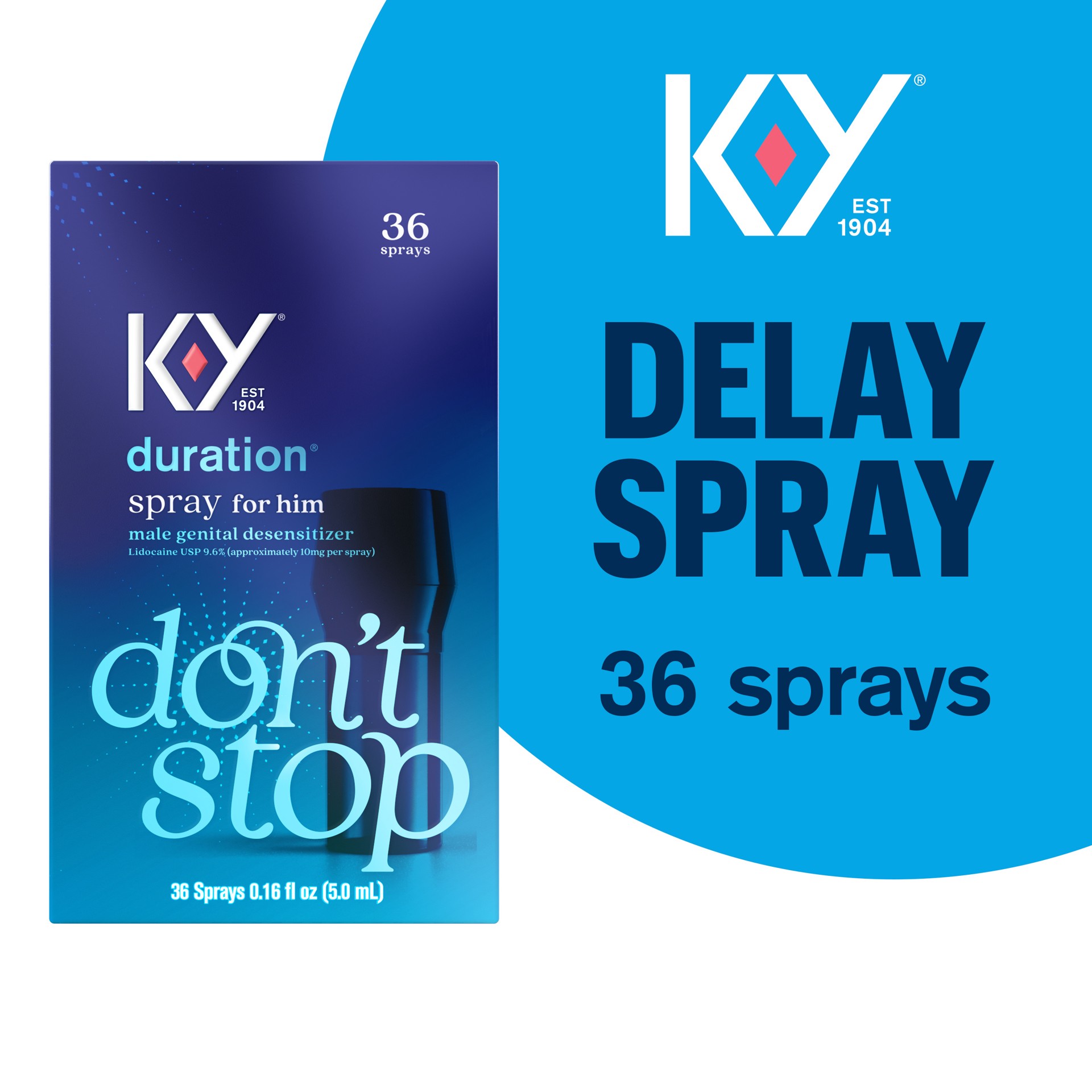 slide 1 of 9, K-Y Duration Spray 0.16 fl oz, for Men, Adult Couples, Lidocaine Numbing Male Genital Desensitizer to Last Longer, Pleasure Enhancer, 36 Sprays, No Mess Easy Application, 0.16 oz