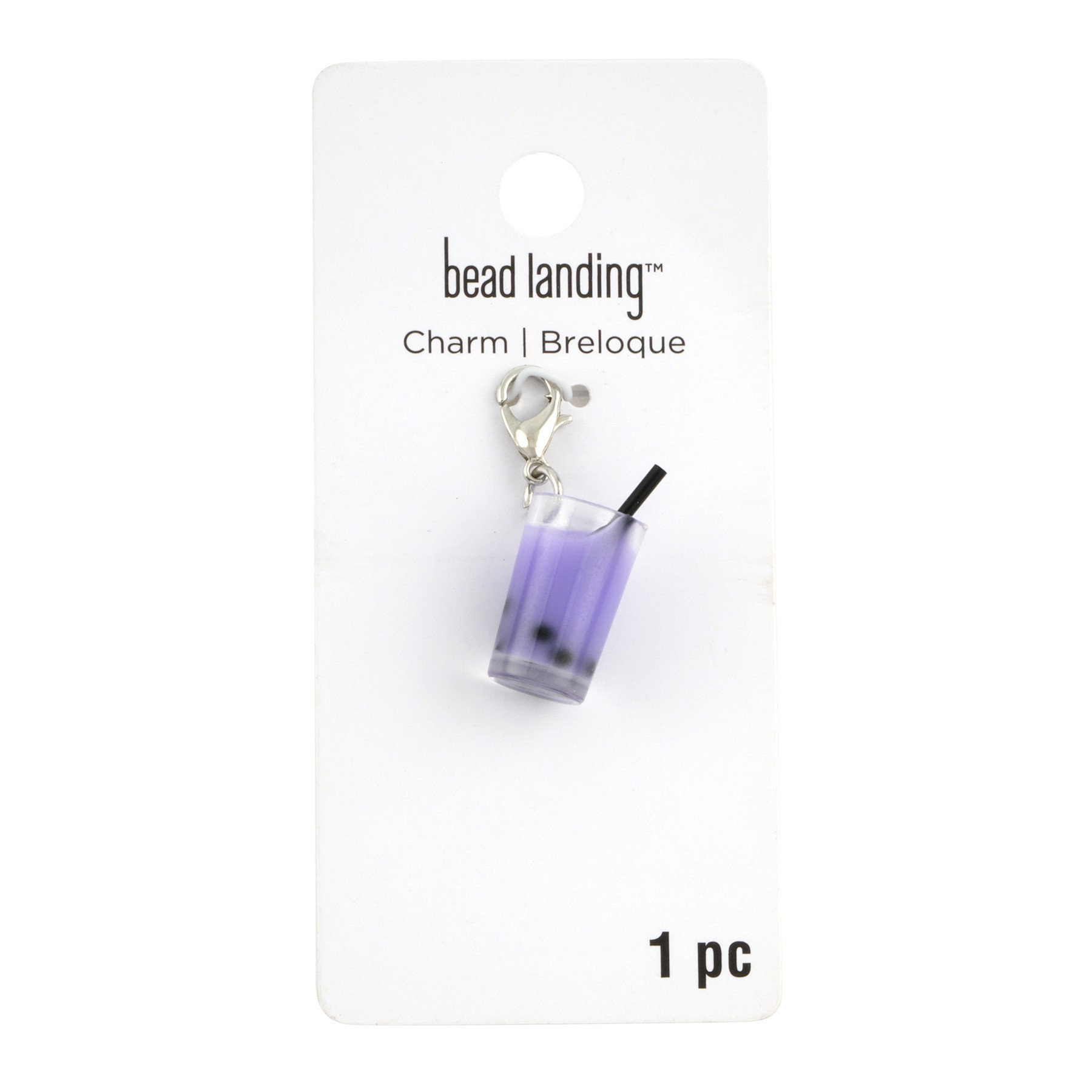 slide 3 of 3, Purple Boba Tea Charm By Bead Landing, 11 mm charm size