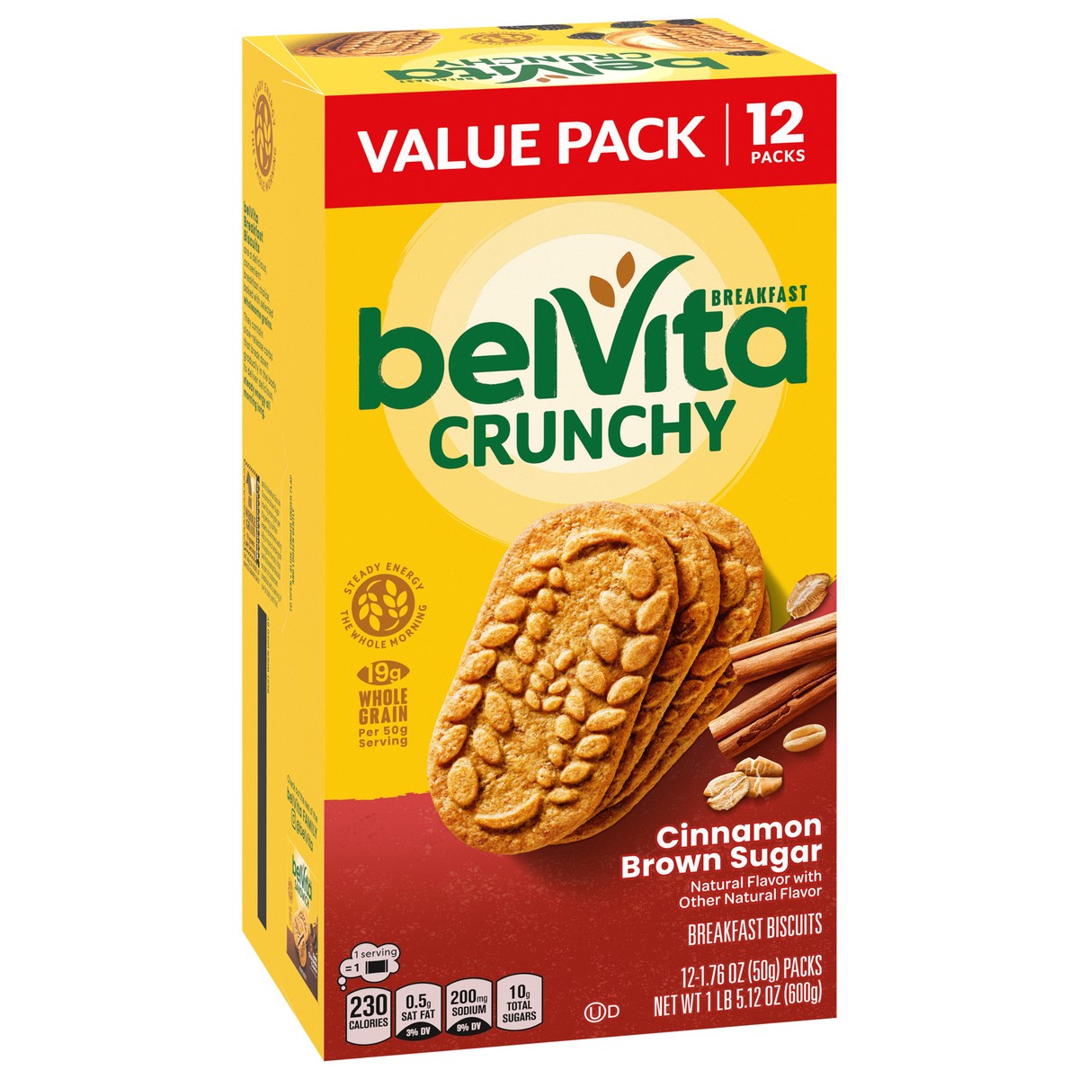 slide 2 of 9, belVita Cinnamon Brown Sugar Breakfast Biscuits, Value Pack, 12 Packs (4 Biscuits Per Pack), 21.12 oz