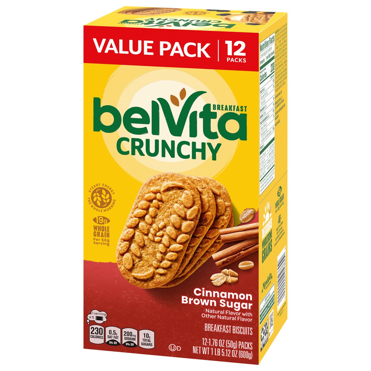 slide 3 of 9, belVita Cinnamon Brown Sugar Breakfast Biscuits, Value Pack, 12 Packs (4 Biscuits Per Pack), 21.12 oz