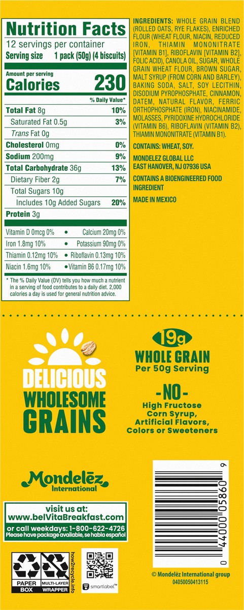 slide 8 of 9, belVita Cinnamon Brown Sugar Breakfast Biscuits, Value Pack, 12 Packs (4 Biscuits Per Pack), 21.12 oz