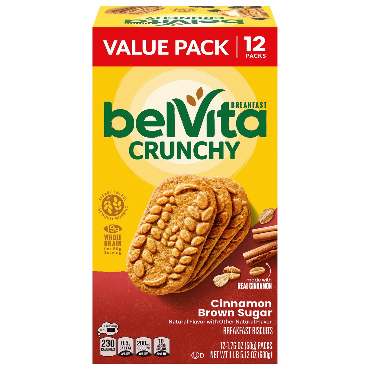 slide 1 of 9, belVita Cinnamon Brown Sugar Breakfast Biscuits, Value Pack, 12 Packs (4 Biscuits Per Pack), 12 ct
