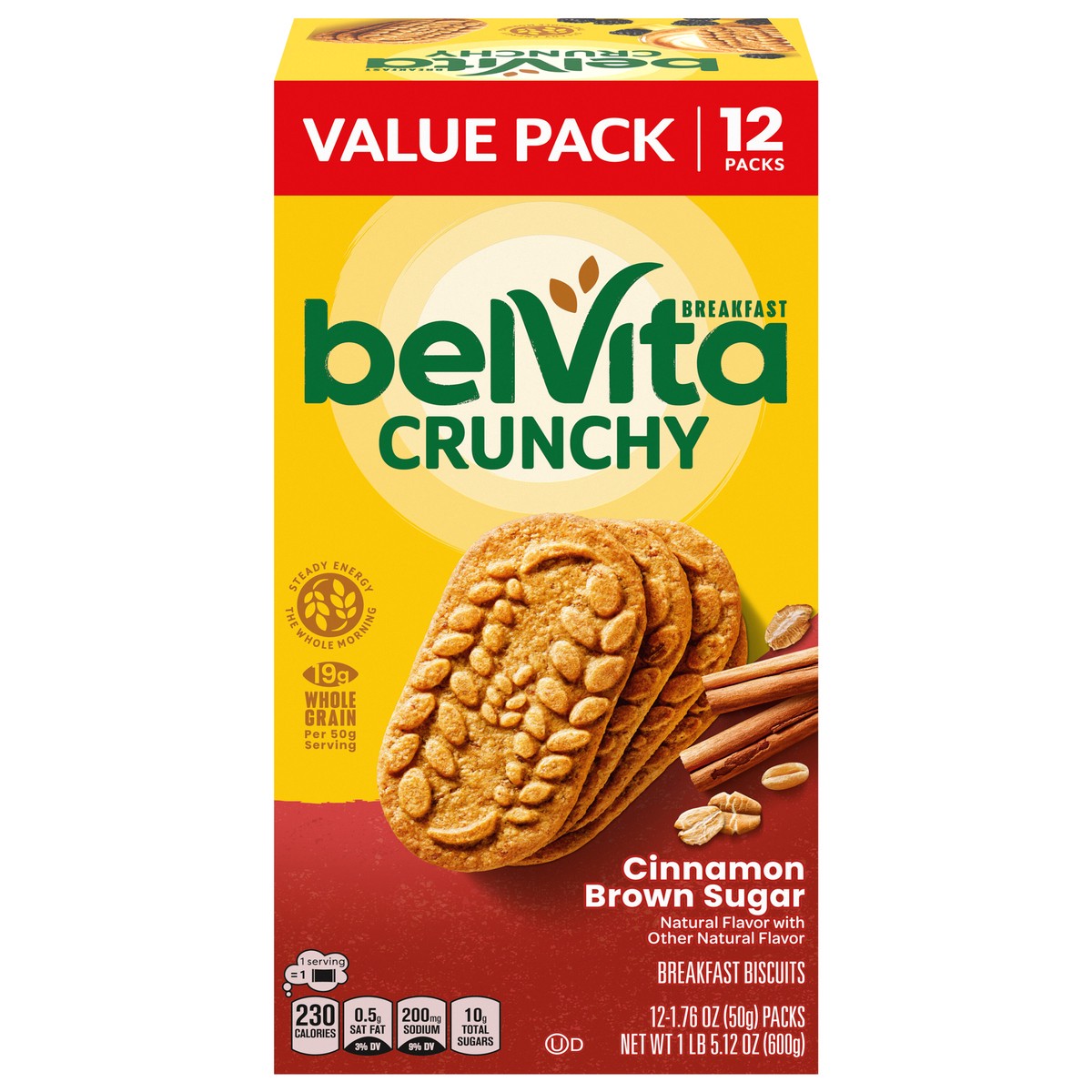 slide 1 of 9, belVita Cinnamon Brown Sugar Breakfast Biscuits, Value Pack, 12 Packs (4 Biscuits Per Pack), 12 ct
