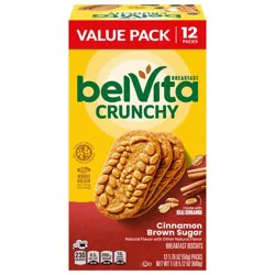 belVita Cinnamon Brown Sugar Breakfast Biscuits, Value Pack, 12 Packs (4 Biscuits Per Pack)