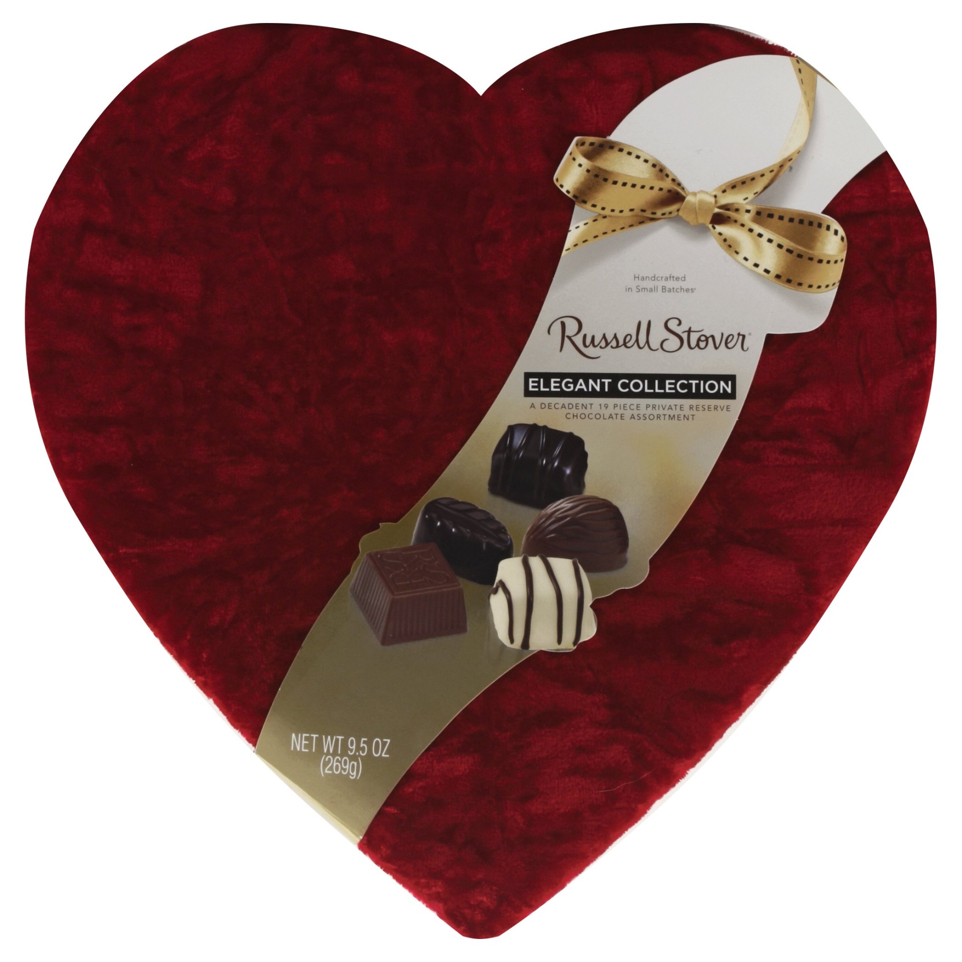 slide 1 of 1, Russell Stover Fine Assorted Chocolates Heart, 9.5 oz