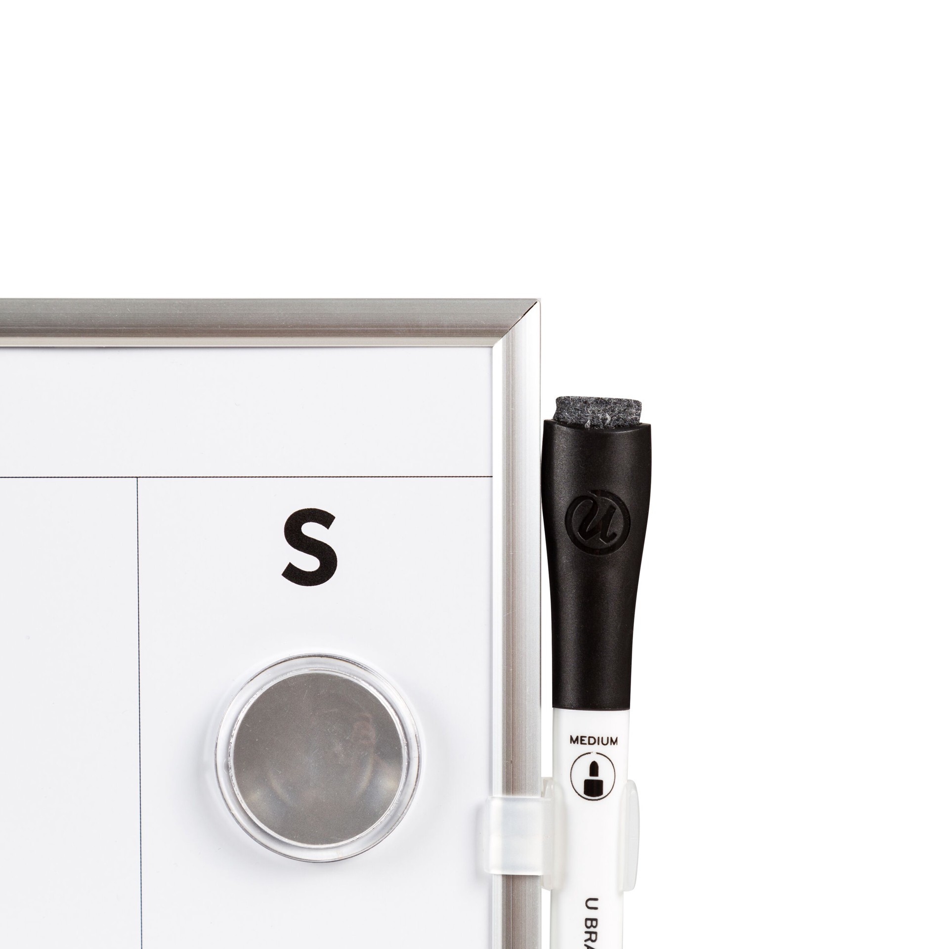 slide 2 of 5, U Brands Magnetic Dry Erase Weekly Calendar Board With Cork Strip, 16x7 in., Silver Aluminum Frame, 1 ct