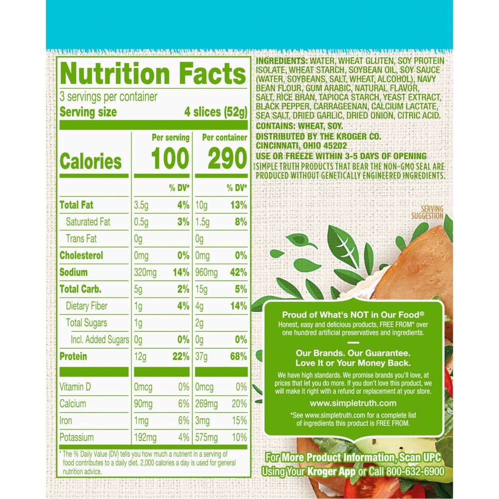 slide 2 of 4, Simple Truth Plantbased Salt Pepper Turkey Style Deli Slices Box, 5.5 oz