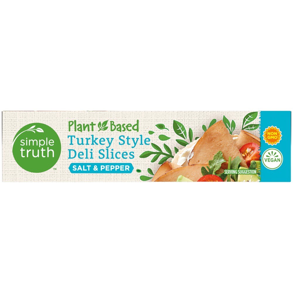 slide 2 of 4, Simple Truth Plantbased Salt Pepper Turkey Style Deli Slices Box, 5.5 oz