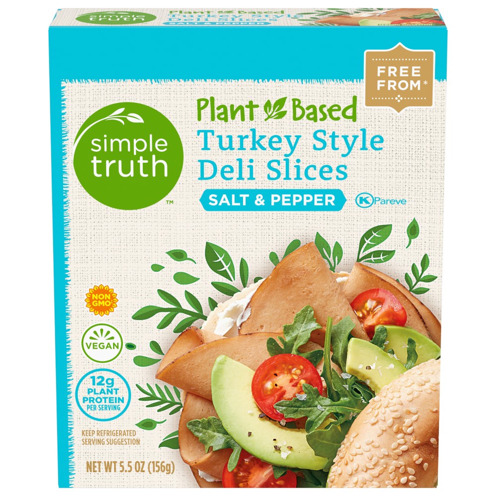 slide 1 of 4, Simple Truth Plantbased Salt Pepper Turkey Style Deli Slices Box, 5.5 oz