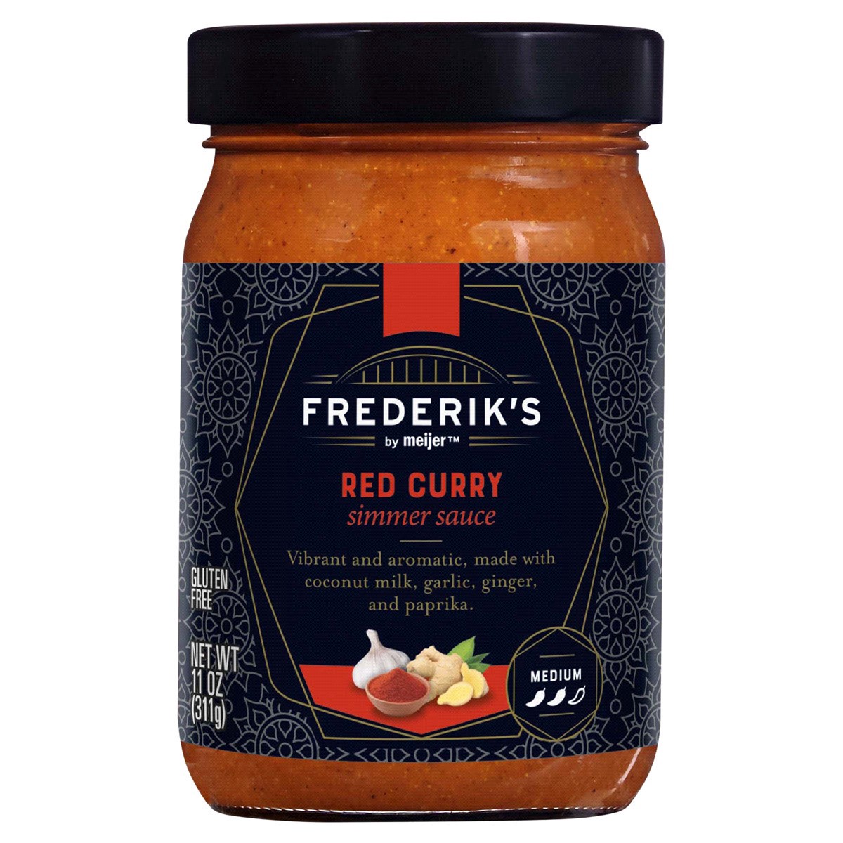 slide 1 of 9, FREDERIKS BY MEIJER Frederik's by Meijer Red Curry Simmer Sauce, 11 oz