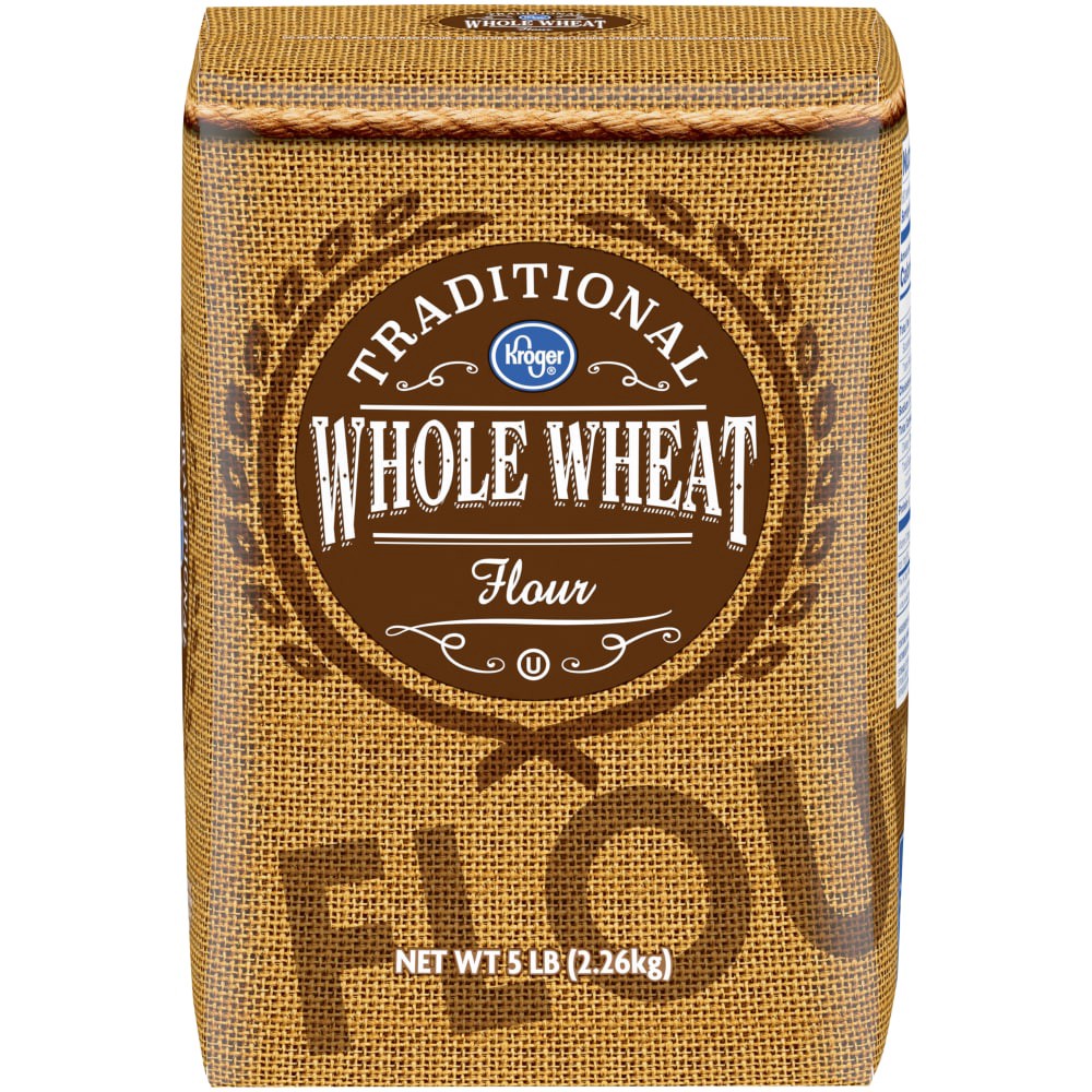 slide 1 of 4, Kroger Traditional Whole Wheat Flour, 5 lb