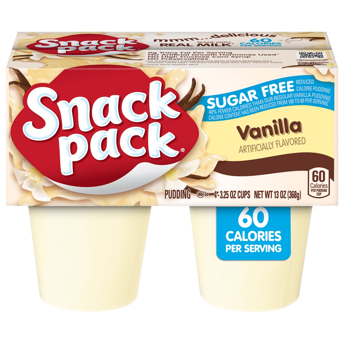 slide 1 of 5, Snack Pack Sugar Free Chocolate Flavored Pudding, 4 Count Pudding Cups (12 Pack), 4 ct