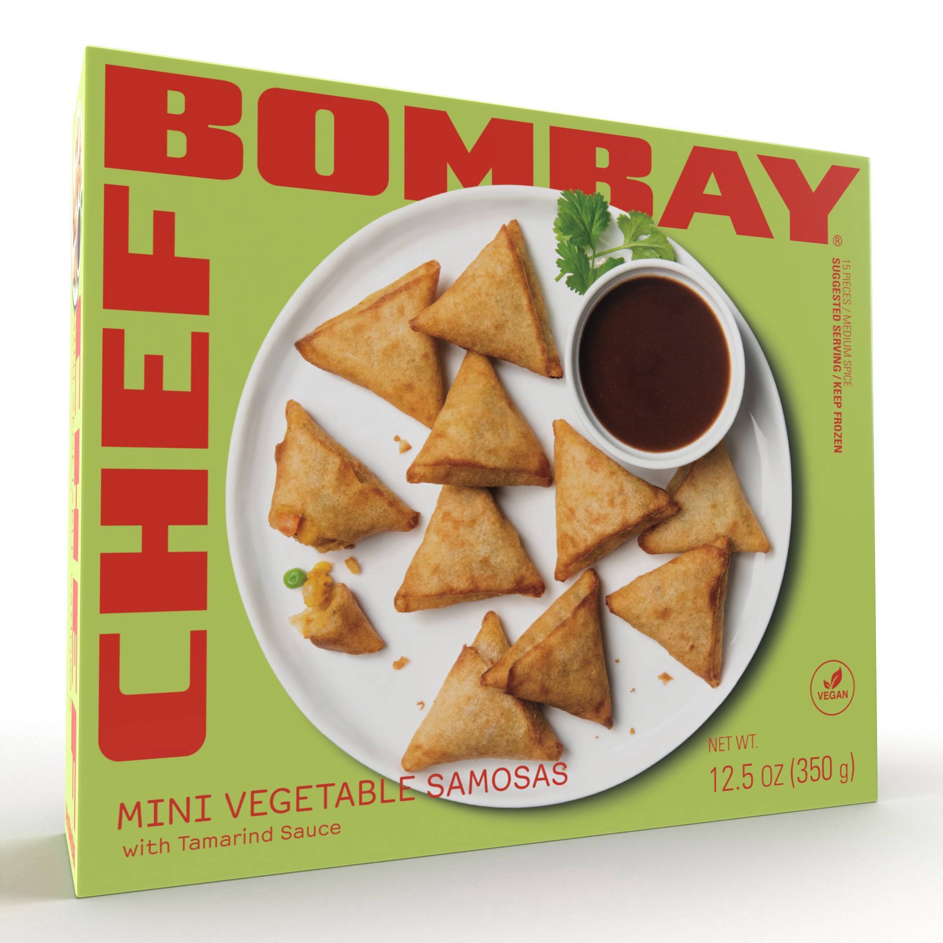 slide 4 of 7, Chef Bombay Mini Medium Spice Vegetable Samosas with Tamarind Sauce 15 ea, 15 ct