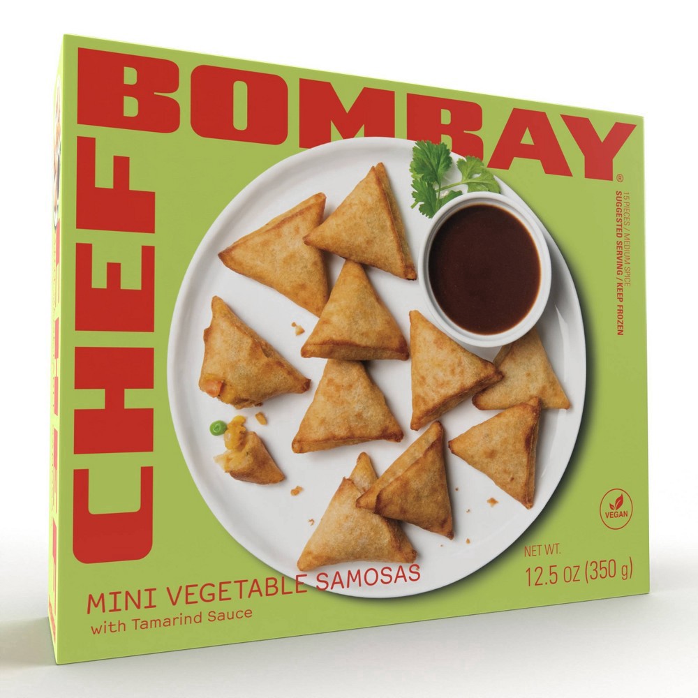 slide 3 of 7, Chef Bombay Mini Medium Spice Vegetable Samosas with Tamarind Sauce 15 ea, 15 ct