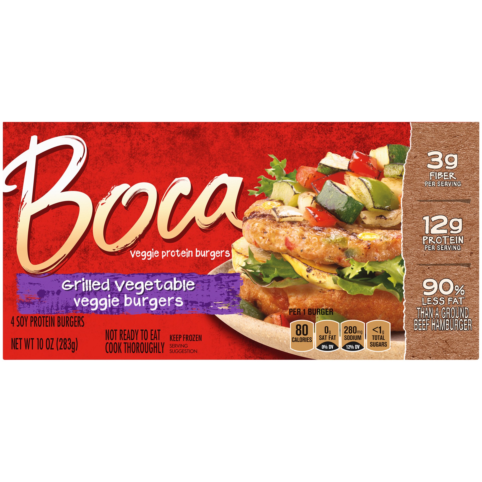 slide 3 of 5, BOCA Grilled Vegetable Veggie Burgers, 4 ct Box, 4 ct