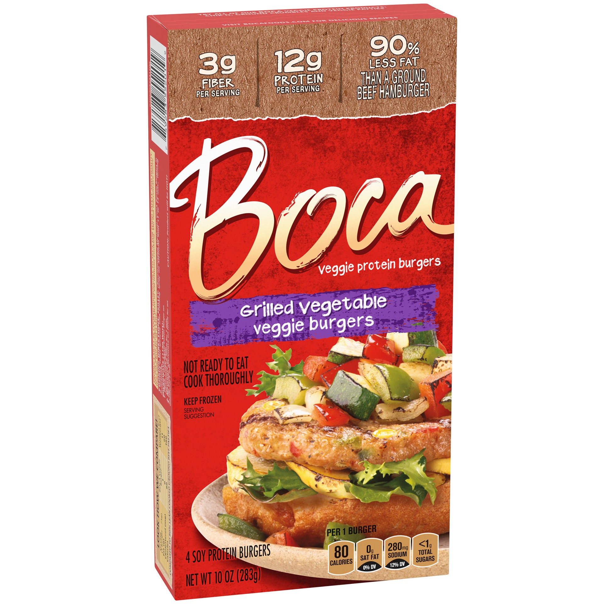 slide 2 of 5, BOCA Grilled Vegetable Veggie Burgers, 4 ct Box, 4 ct