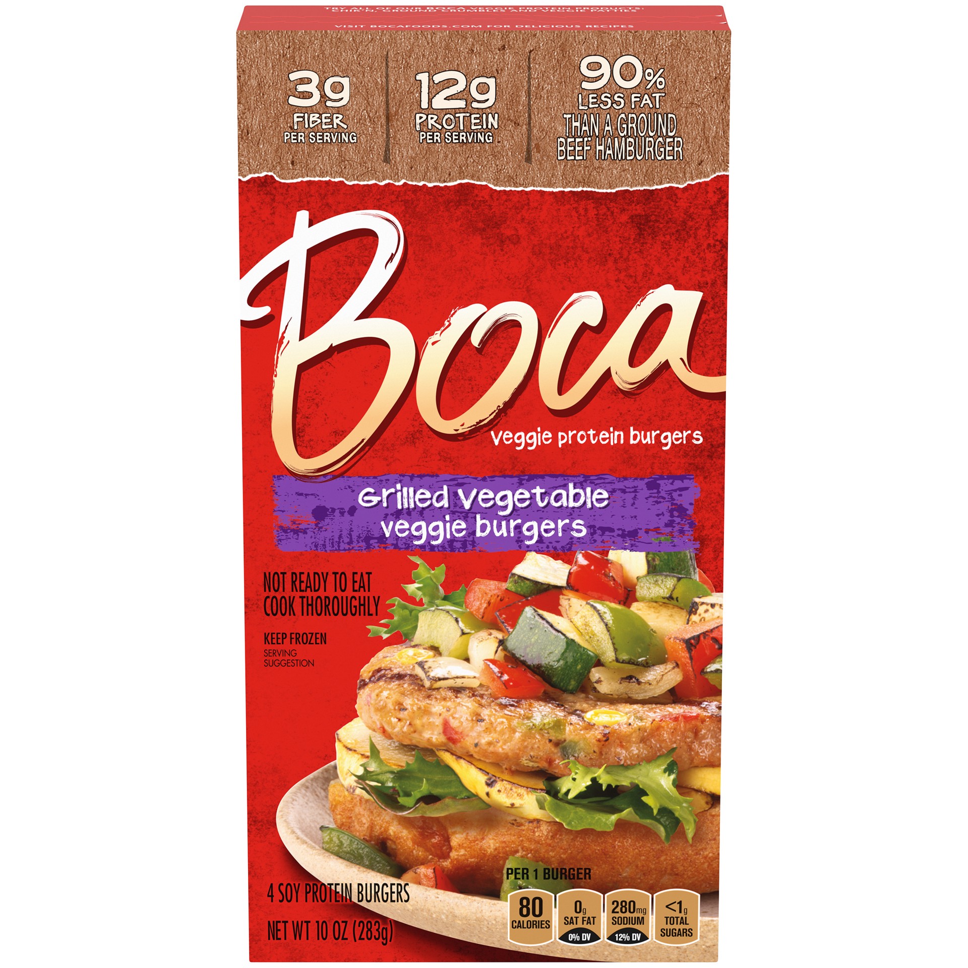 slide 1 of 5, BOCA Grilled Vegetable Veggie Burgers, 4 ct Box, 4 ct