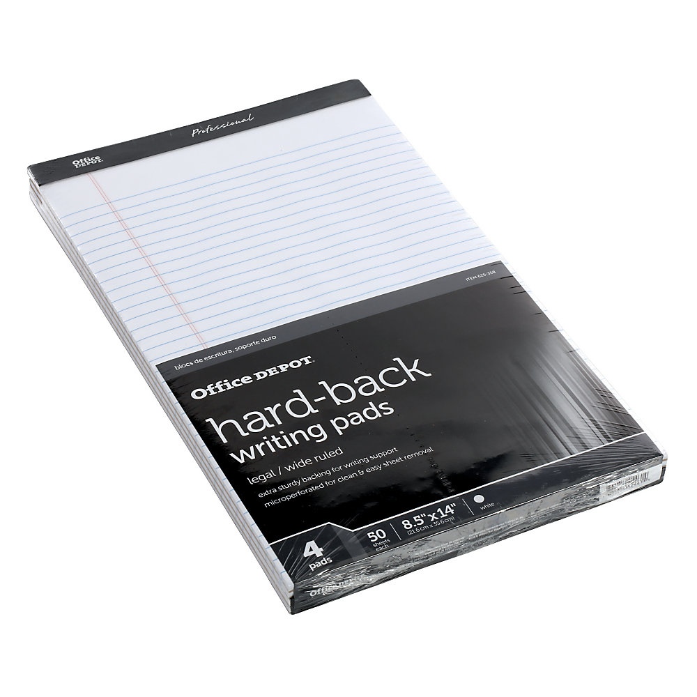 slide 1 of 1, Office Depot Brand Professional Legal Pad, 8 1/2'' X 14'', White, Legal Ruled, 50 Sheets, 4 Pads/Pack, 50 ct
