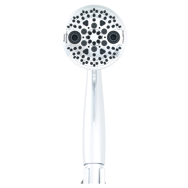 slide 1 of 1, Oxygenics PowerMassage 5-Setting Chrome Handheld Shower Head, 1 ct