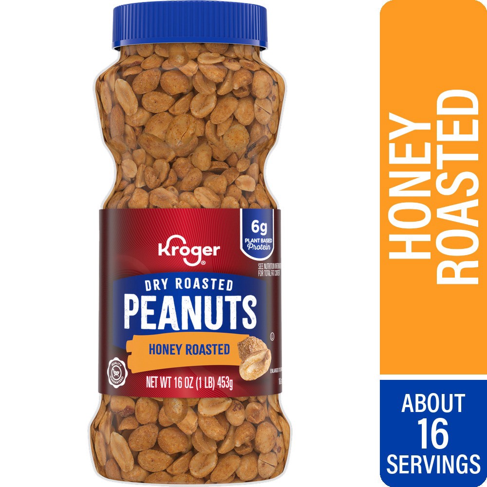 slide 1 of 4, Kroger® Dry Honey Roasted Peanuts, 16 oz