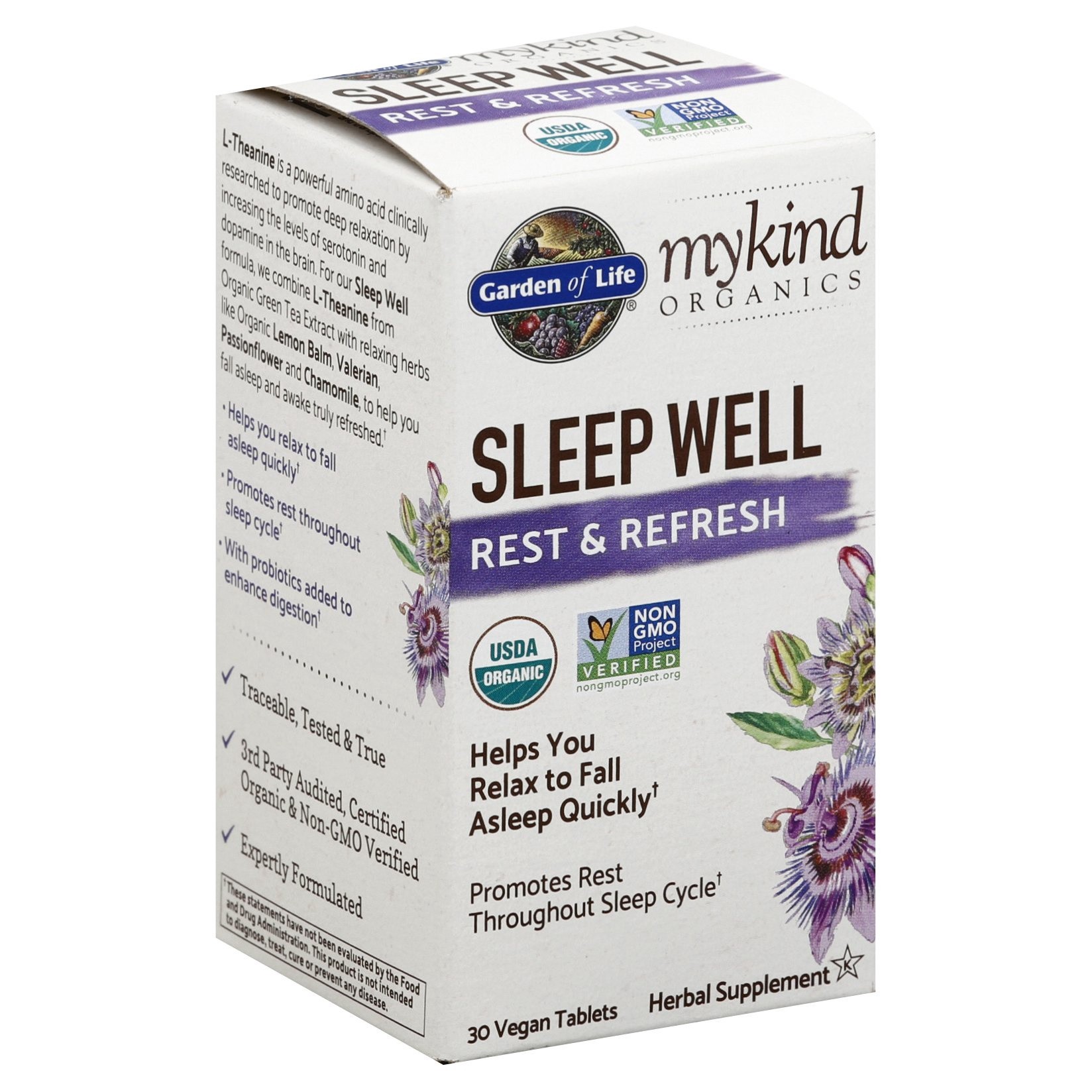 slide 1 of 4, mykind Organics Sleep Well Supplement Tablets, 30 ct