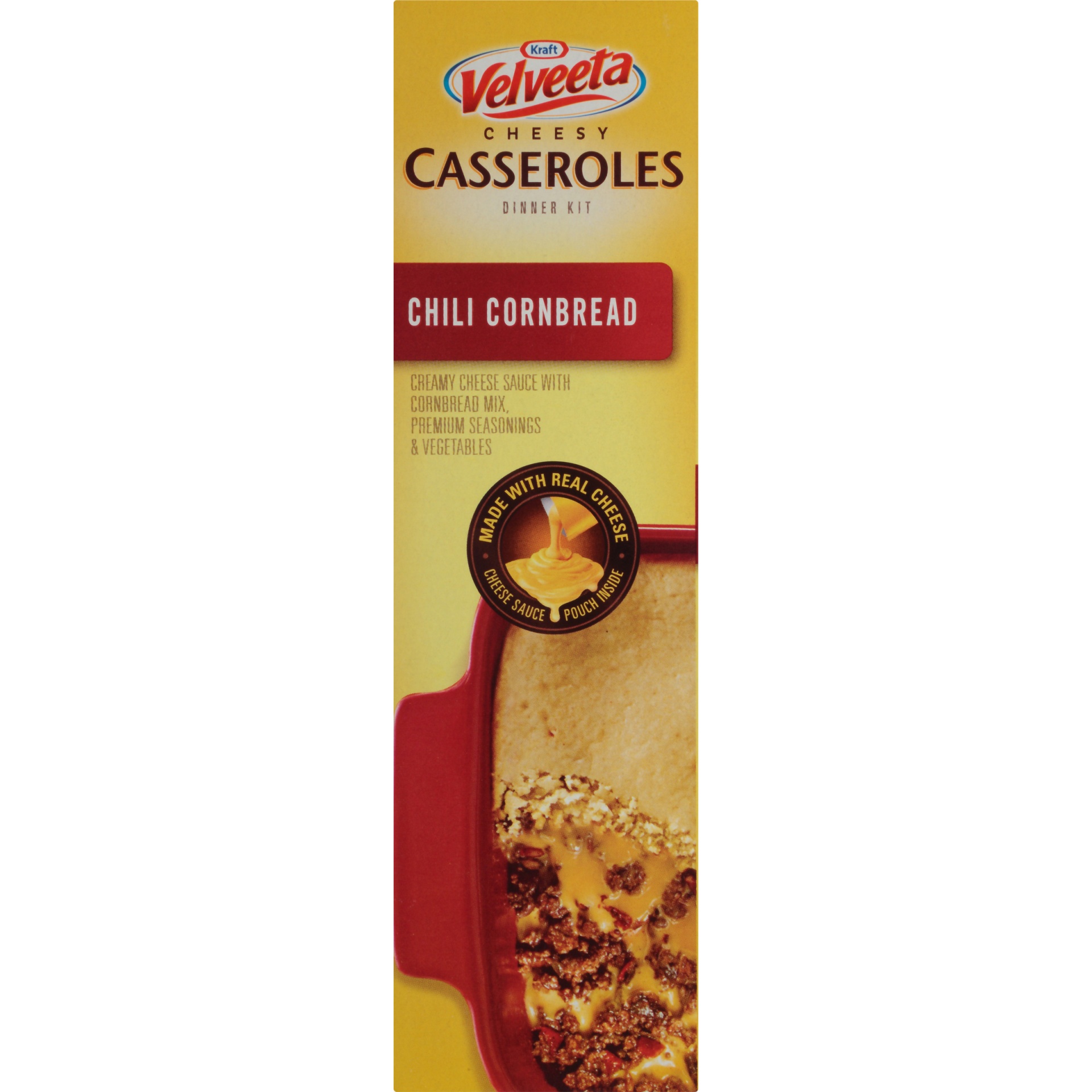 slide 4 of 8, Kraft Velveeta Cheesy Casseroles Chili Cornbread Dinner Kit, 11.1 oz