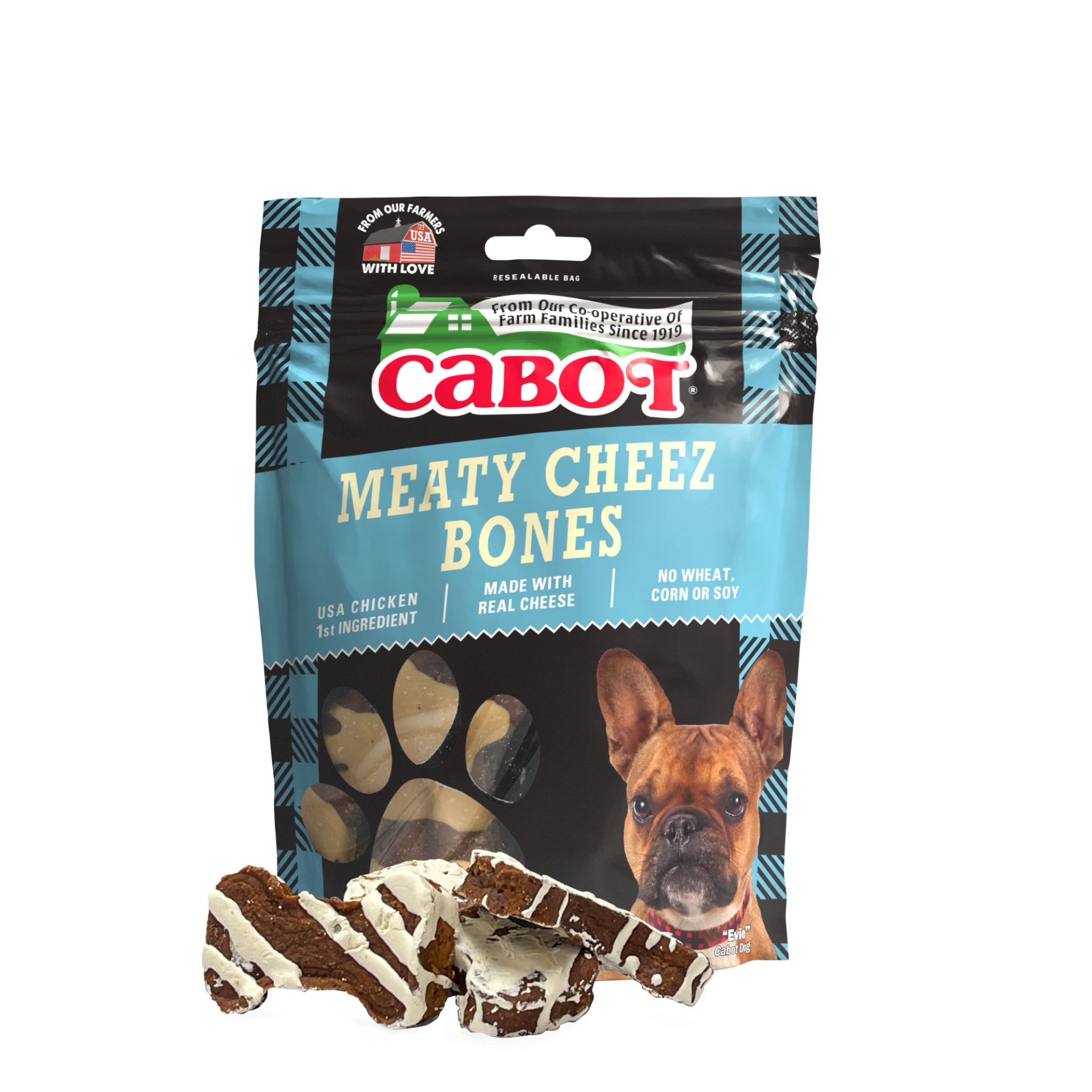 slide 1 of 1, Cabot Meaty Cheez Bones Dog Treats, 6 oz