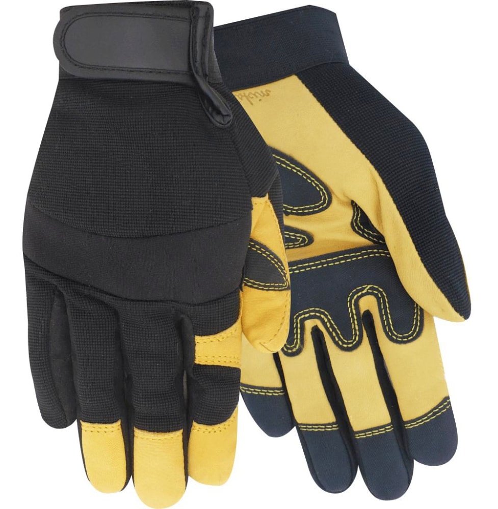 slide 1 of 1, Red Steer Glove Company Men's Goatskin Hybrid Work Gloves - Black/Yellow, XL