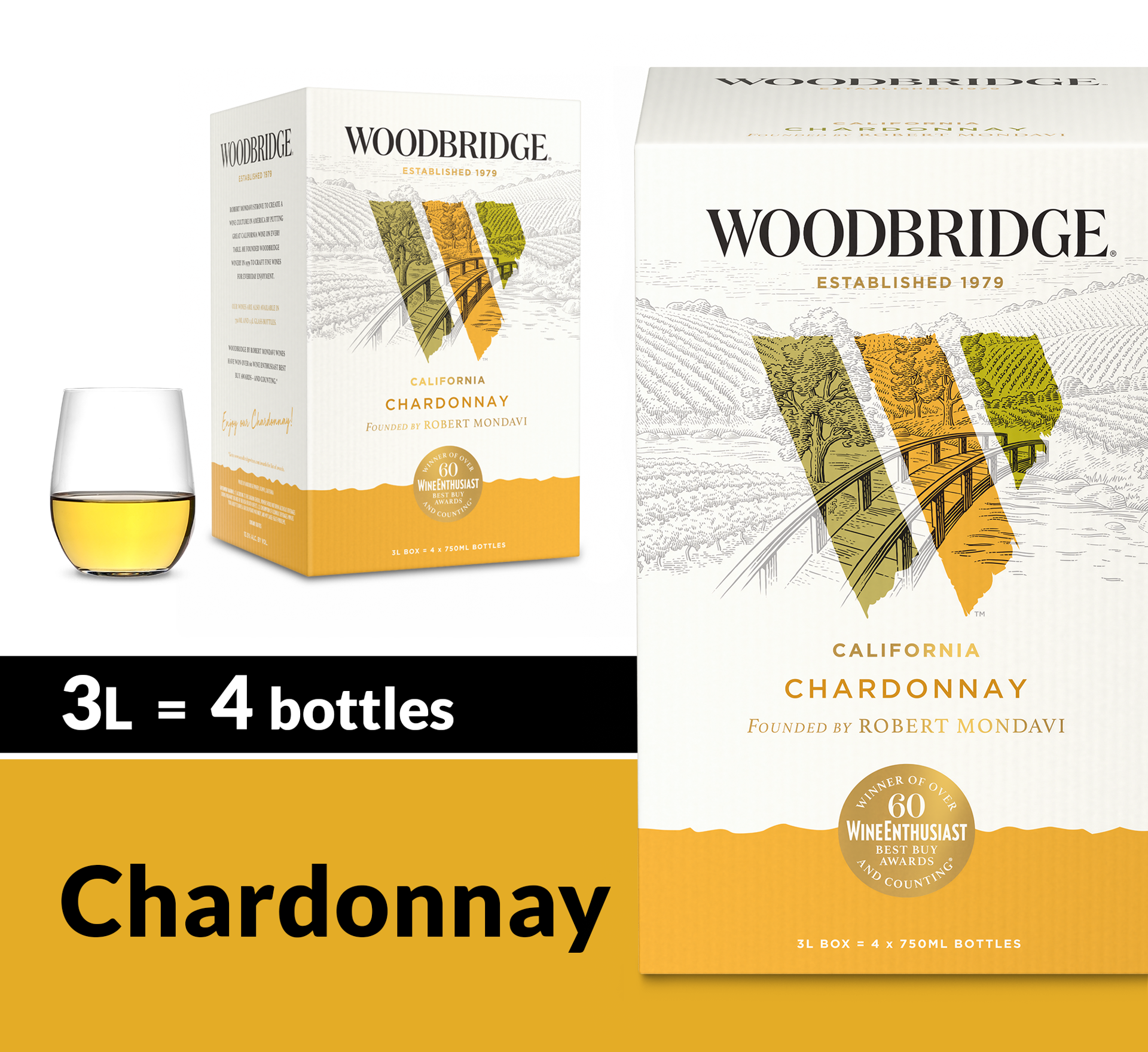 slide 9 of 10, Woodbridge by Robert Mondavi by Robert Mondavi Chardonnay White Wine, 3 L Box, 4 ct
