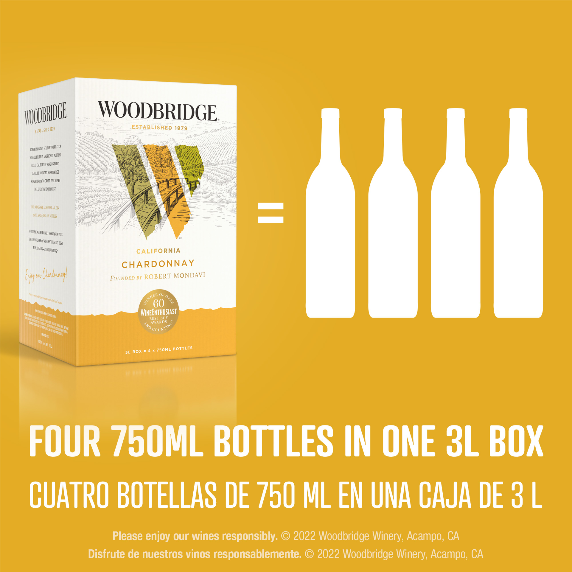 slide 10 of 10, Woodbridge by Robert Mondavi by Robert Mondavi Chardonnay White Wine, 3 L Box, 4 ct