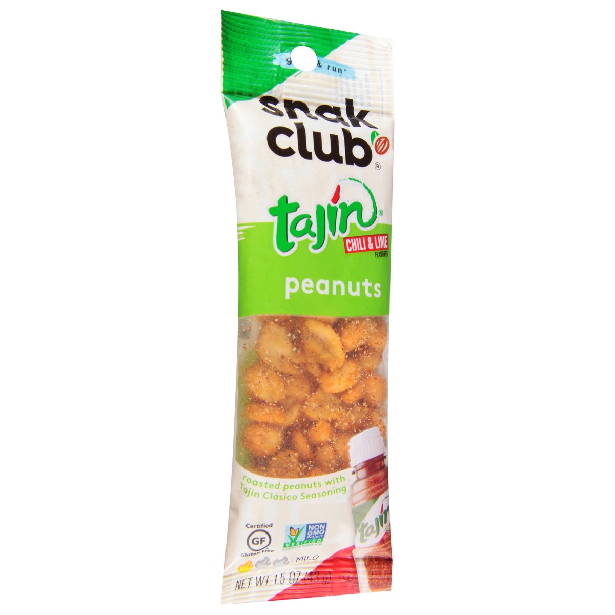 slide 5 of 9, Snak Club Tajin Mild Chili & Lime Peanuts 1.5 oz, 1.5 oz