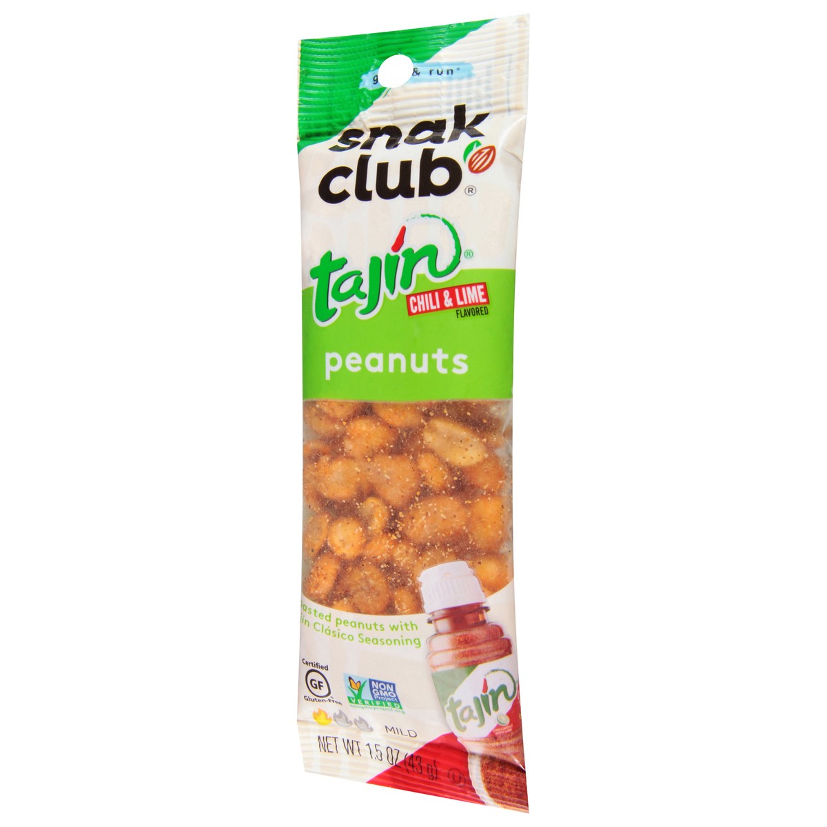 slide 3 of 9, Snak Club Tajin Mild Chili & Lime Peanuts 1.5 oz, 1.5 oz
