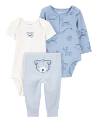Carter's Baby 3-Piece Bear Little Character Set - Blue/Ivory 6M