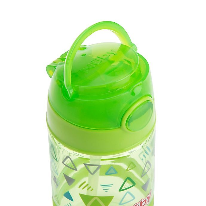 slide 4 of 5, Nuby Thirsty Kids Flip-It Thin Straw Active Toddler Cup - Green, 12 oz