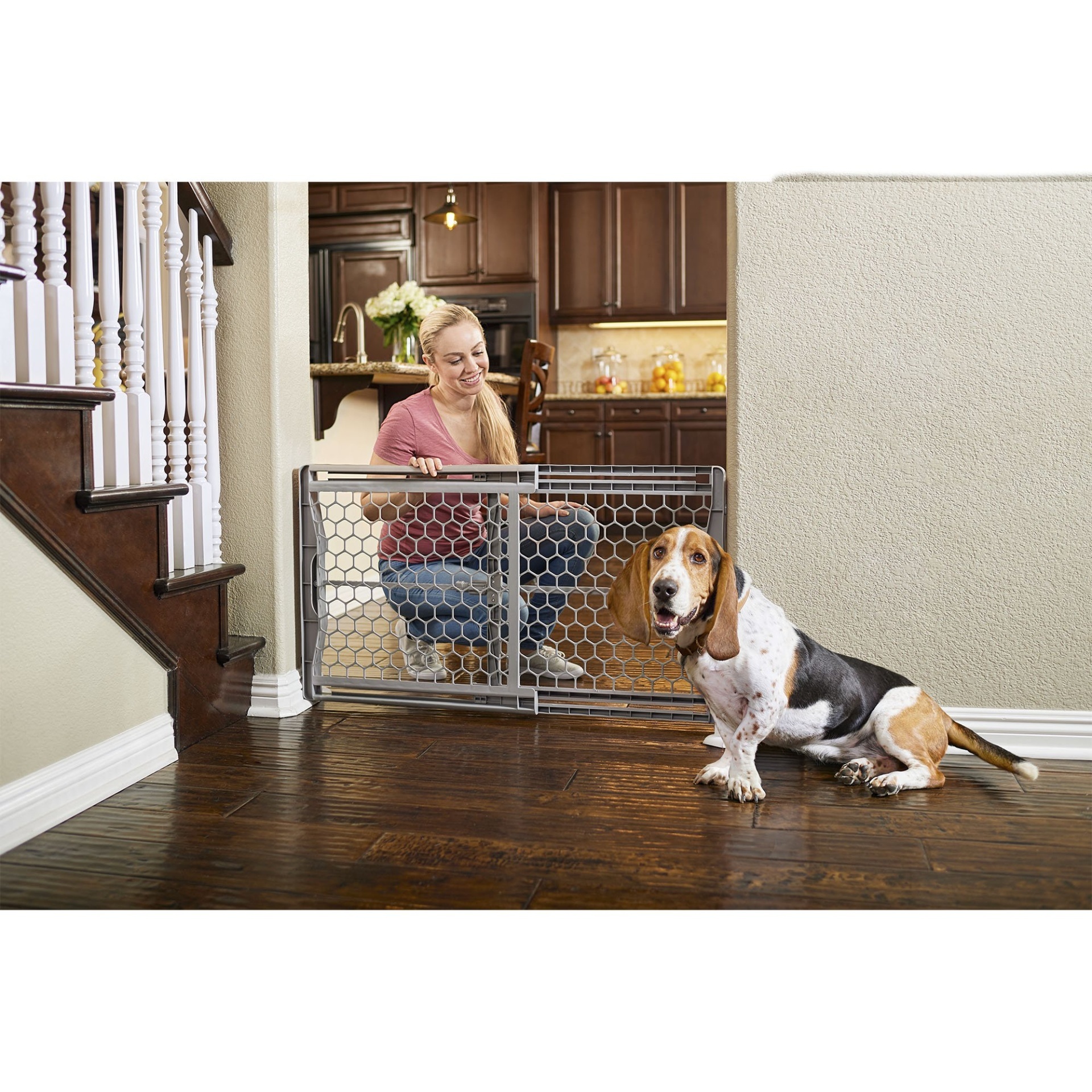 slide 1 of 1, You & Me Easy-Fit Plastic Pet Gate, 28 in x 42 in