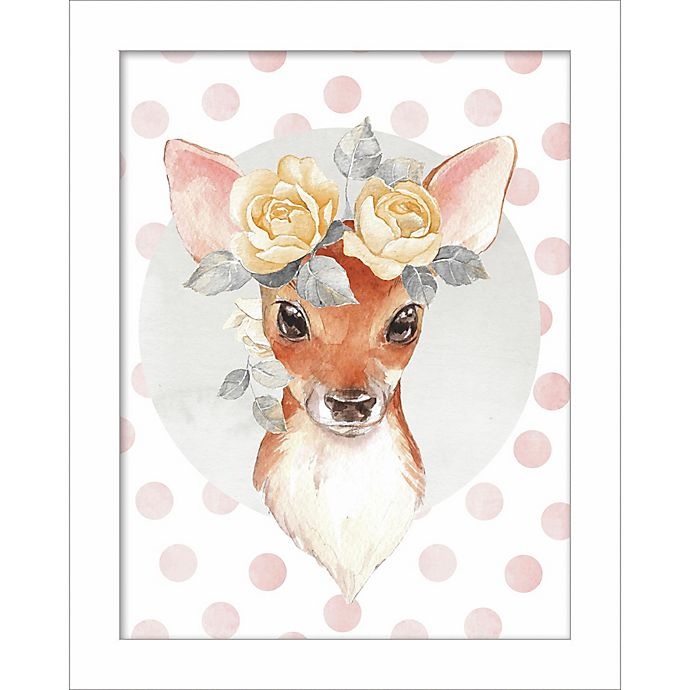 slide 1 of 3, Linden Ave Deer with Flowers Wood Wall Art, 10 in x 8 in