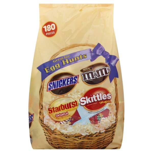 slide 1 of 1, Mars Snickers M&M's Starburst & Skittles Easter Egg Hunt Mix Variety Bag, 73.04 oz