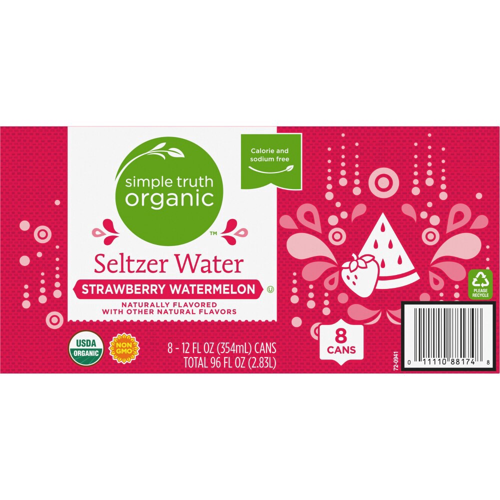 slide 4 of 6, Simple Truth Organic Strawberry Watermelon Seltzer Water, 8 ct; 12 fl oz