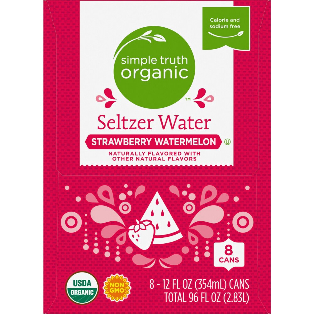 slide 5 of 6, Simple Truth Organic Strawberry Watermelon Seltzer Water, 8 ct; 12 fl oz