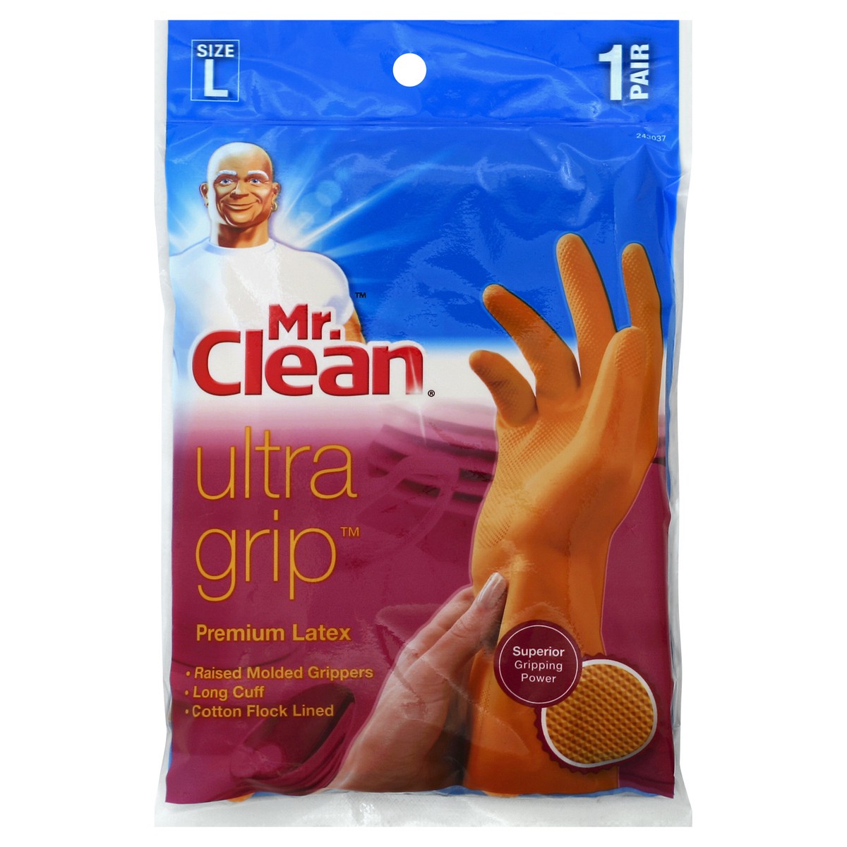 slide 2 of 3, Mr. Clean Ultra Grip Latex Glove, Large, 1 ct