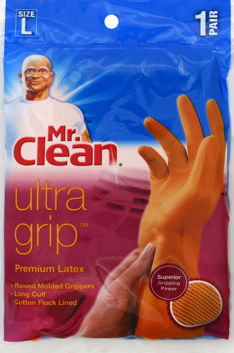 slide 1 of 3, Mr. Clean Ultra Grip Latex Glove, Large, 1 ct