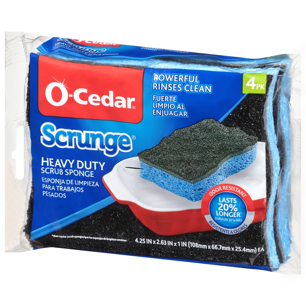 slide 3 of 9, O-Cedar Scrunge Heavy Duty Scrub Sponge 4 ea Bag, 4 ct