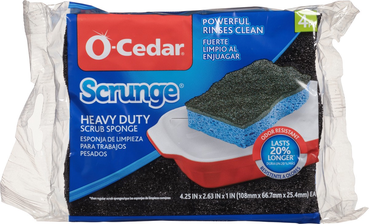 slide 6 of 9, O-Cedar Scrunge Heavy Duty Scrub Sponge 4 ea Bag, 4 ct