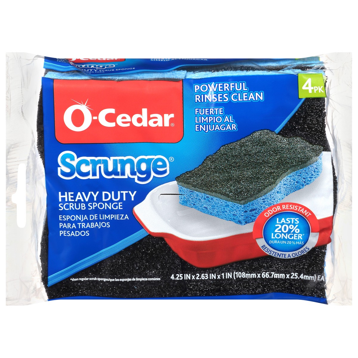 slide 1 of 9, O-Cedar Scrunge Heavy Duty Scrub Sponge 4 ea Bag, 4 ct