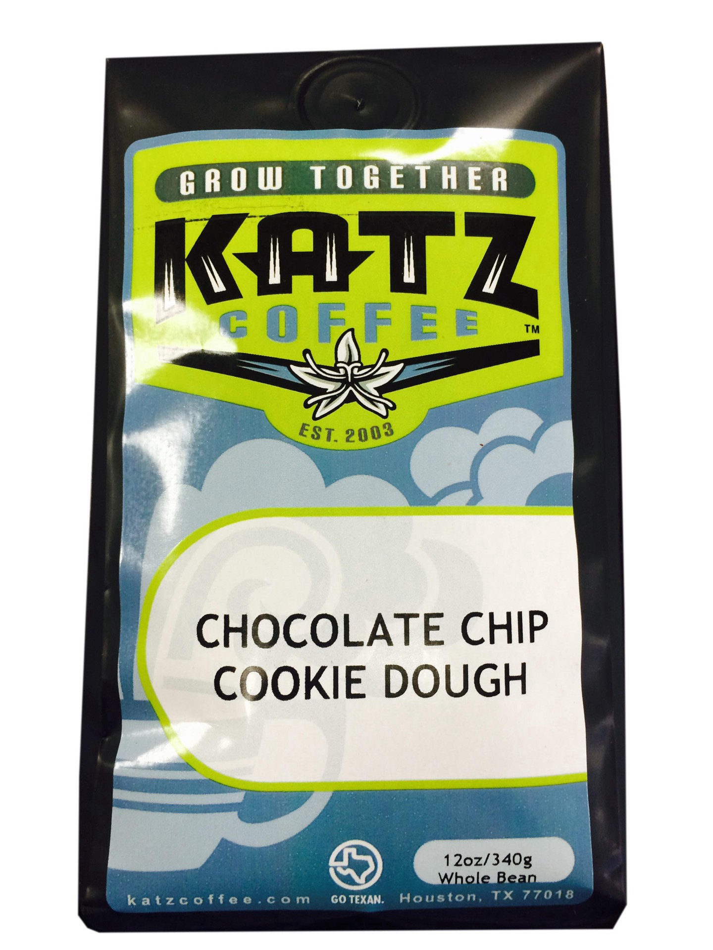 slide 1 of 1, Katz Chocolate Chip Cookie Dough Whole Bean Coffee, 12 oz