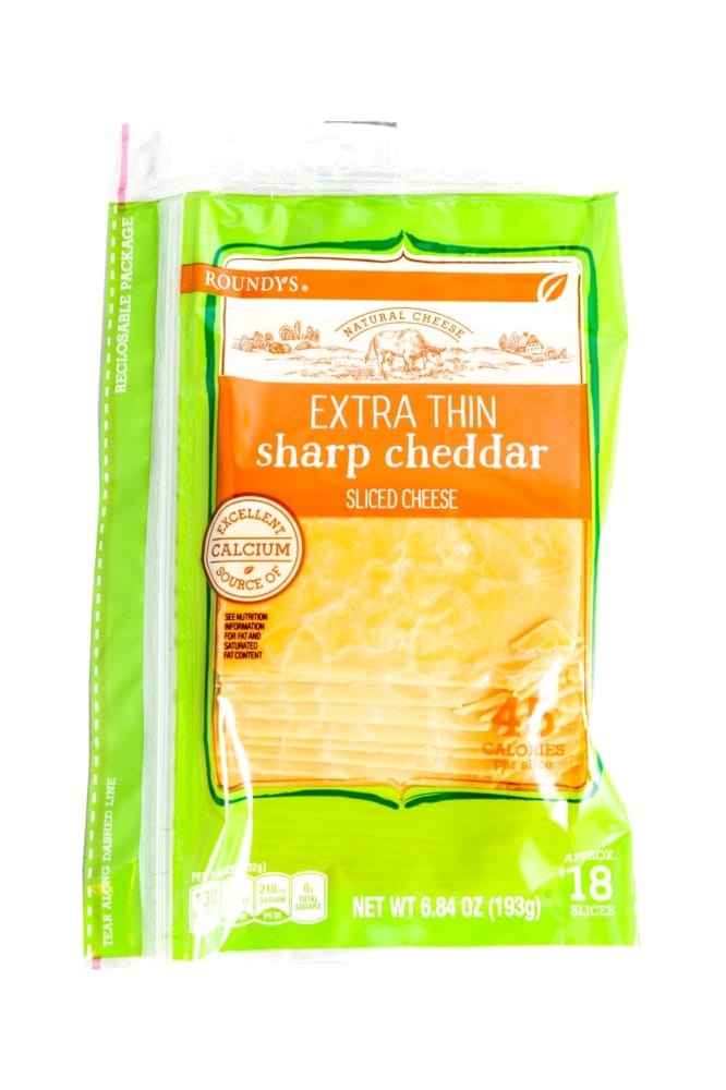 slide 1 of 1, Roundy's Roundys Extra Thin Sharp Cheddar Sliced Cheese, 6.84 oz