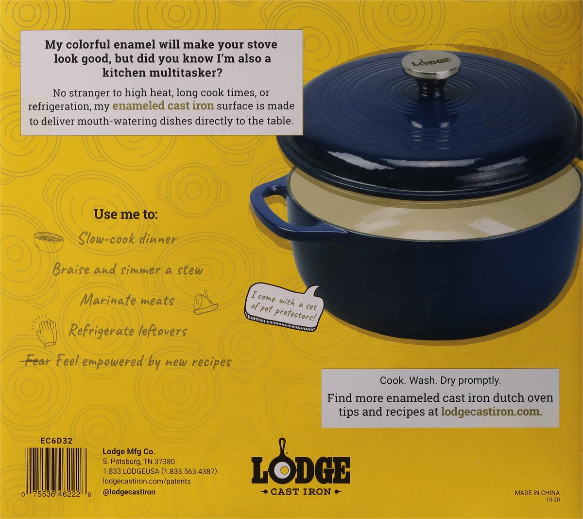 slide 2 of 10, Lodge Cast Iron 6 Quart Indigo Enameled Dutch Oven 1 ea, 1 ct