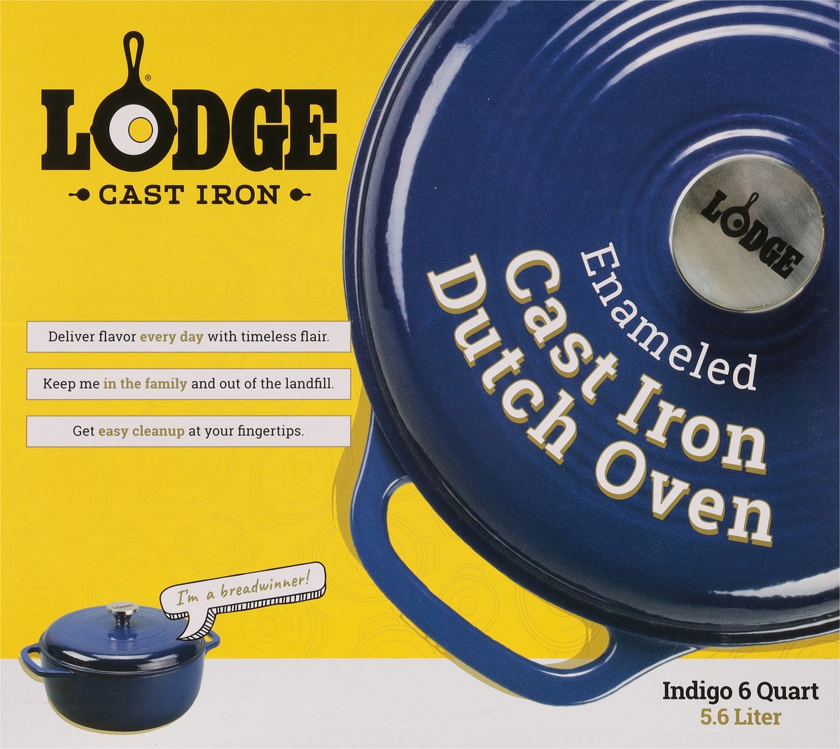 slide 3 of 10, Lodge Cast Iron 6 Quart Indigo Enameled Dutch Oven 1 ea, 1 ct