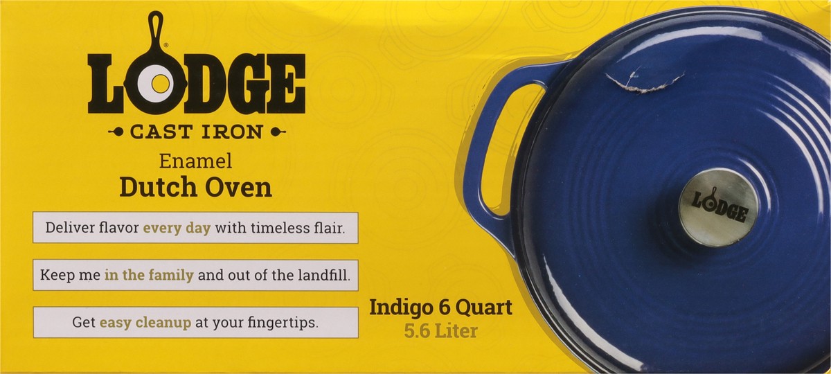slide 8 of 10, Lodge Cast Iron 6 Quart Indigo Enameled Dutch Oven 1 ea, 1 ct