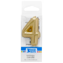 Bakery Crafts Gold Numeral Four Birthday Candle